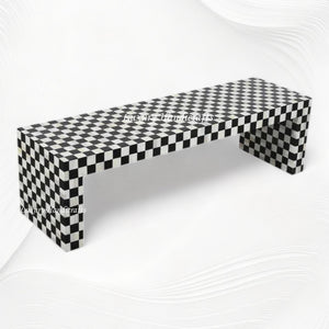 Bone Inlay Checkerboard Coffee Table Black