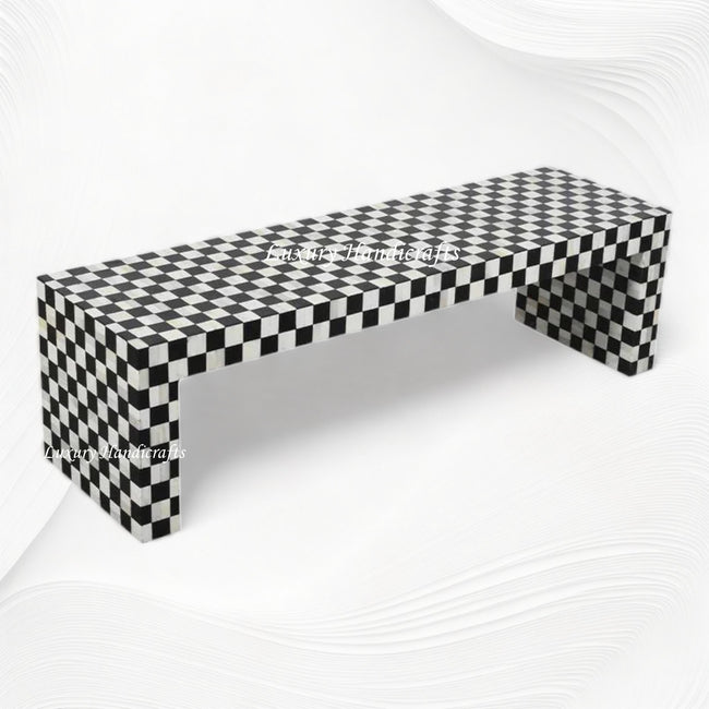 Bone Inlay Checkerboard Coffee Table Black 1