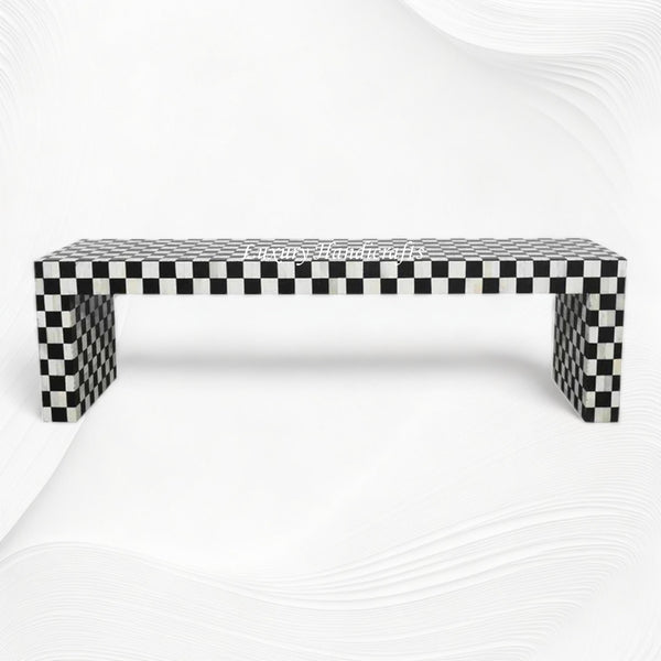 Bone Inlay Checkerboard Coffee Table Black