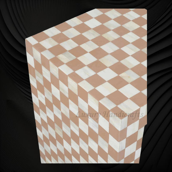 Bone Inlay Checkerboard Console Almond