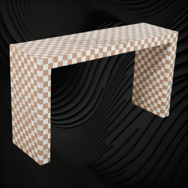 Bone Inlay Checkerboard Console Almond 1