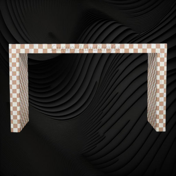 Bone Inlay Checkerboard Console Almond
