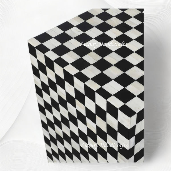 Bone Inlay Checkerboard Console Black