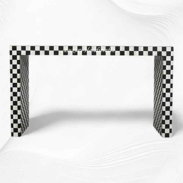 Bone Inlay Checkerboard Console Black