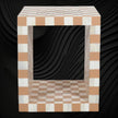 Bone Inlay Checkerboard Side Table Almond 2