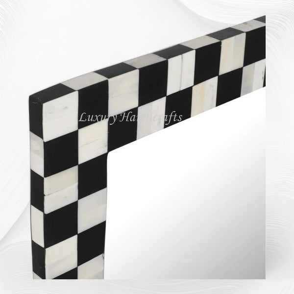 Bone Inlay Checkerboard Mirror Black