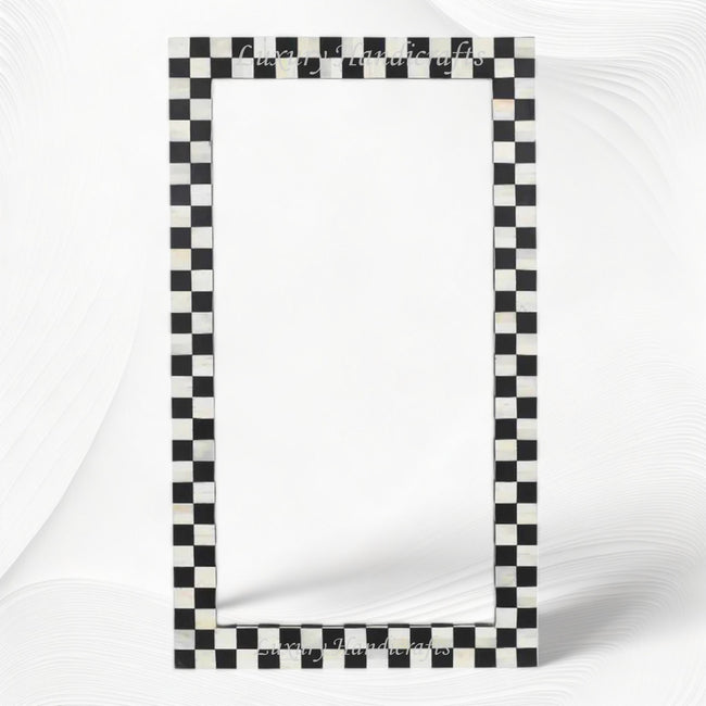 Bone Inlay Checkerboard Mirror Black 1