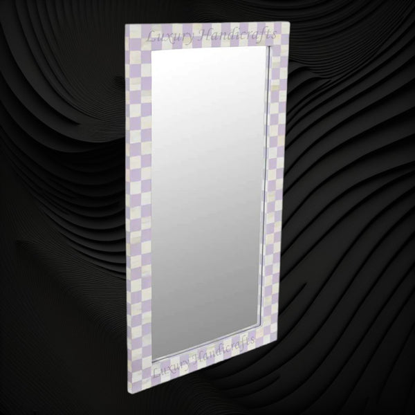 Bone Inlay Checkerboard Mirror Lilac