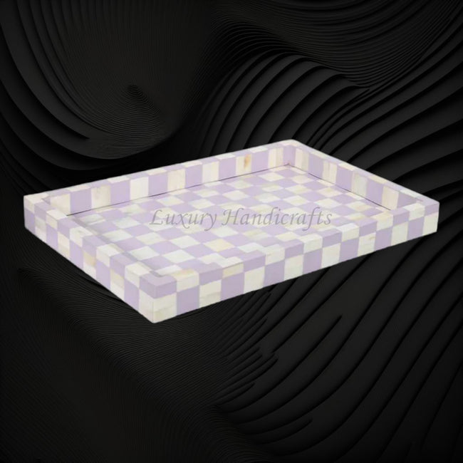 Bone Inlay Checkerboard Tray Lilac 1