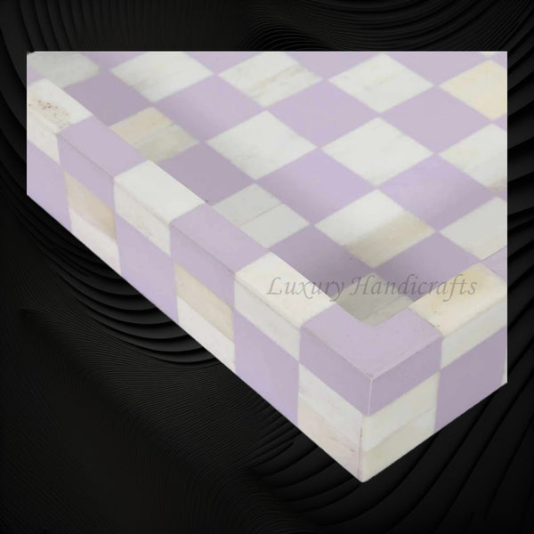 Bone Inlay Checkerboard Tray Lilac
