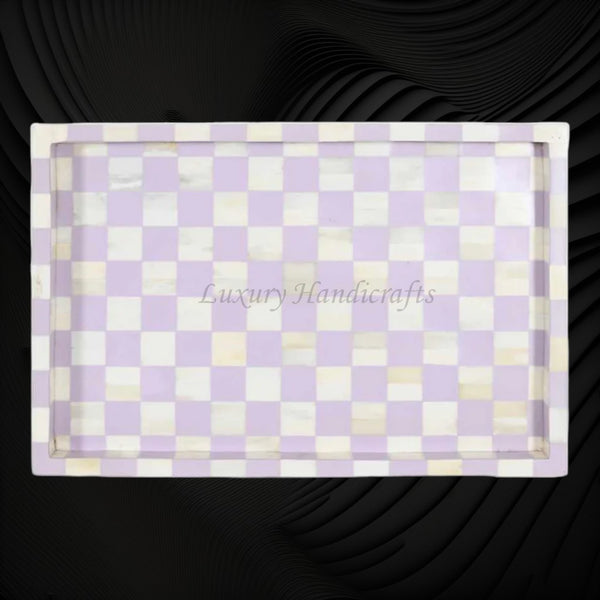 Bone Inlay Checkerboard Tray Lilac