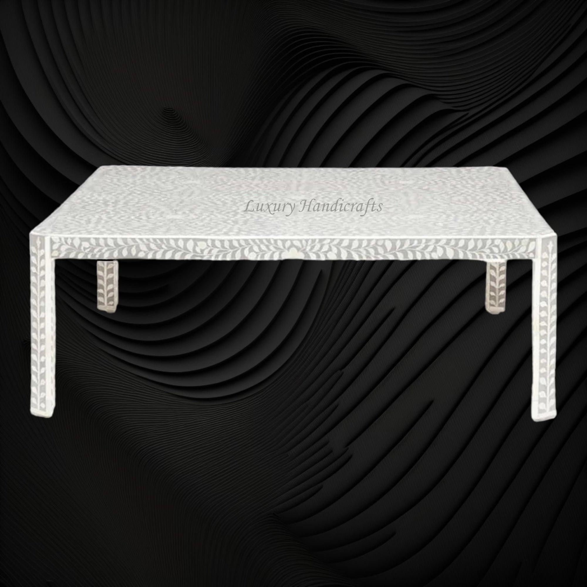 Bone Inlay Clipped Coffee Table Grey 1