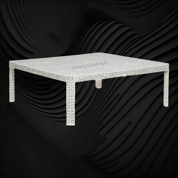 Bone Inlay Clipped Coffee Table Grey 2