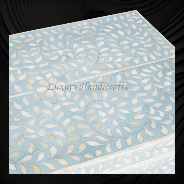 Bone Inlay Edge Floral Bedside Turquoise