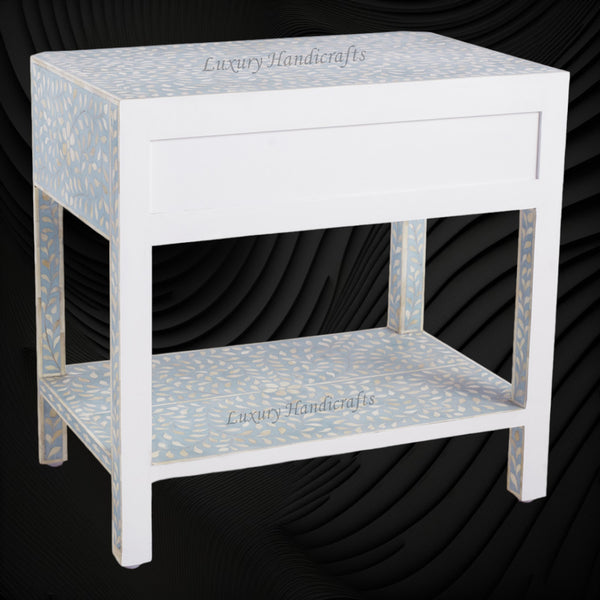 Bone Inlay Edge Floral Bedside Turquoise