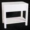 Decorative White Floral Bedside Table with Bone Inlay