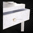 Classic Bone Inlay Bedside Table in White Floral Pattern