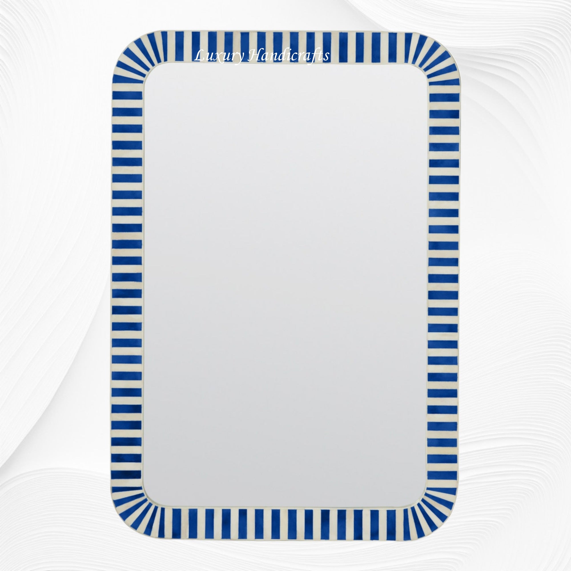 Bone Inlay Edged Mirror Blue