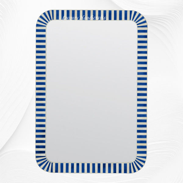 Bone Inlay Edged Mirror Blue