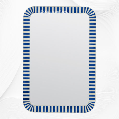 Bone Inlay Edged Mirror Blue