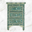 Bone Inlay Floral 3 Drawers Bedside Teal Green 1