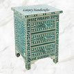 Bone Inlay Floral 3 Drawers Bedside Teal Green 2