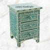 Bone Inlay Floral 3 Drawers Bedside Teal Green 2