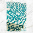 Bone Inlay Floral 3 Drawers Bedside Teal Green 3