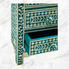 Bone Inlay Floral 3 Drawers Bedside Teal Green 4