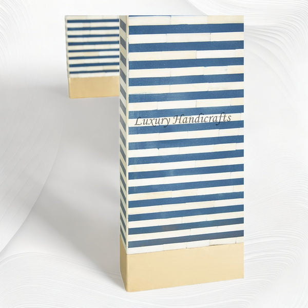 Waterfall Bone Inlay Console Table Blue