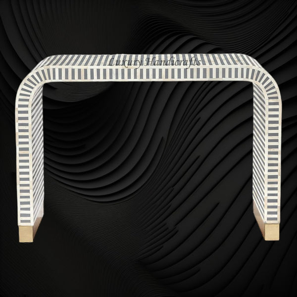 Waterfall Bone Inlay Console Table Grey
