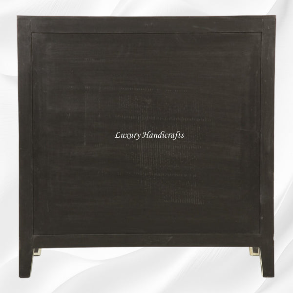 Bone Inlay Chest of 3 Drawer Honeycomb Black