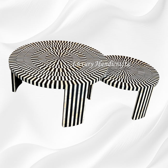 Bone Inlay Illusion Nesting Coffee Table Set 1
