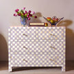  Lilac Bone Inlay 4 Drawer Checkerboard Dresser