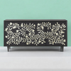 Bone Flower Media Console Black Finish | Bone Inlay Entertainment Unit
