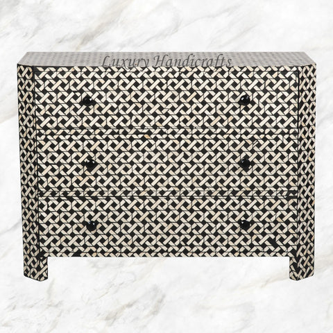 Black Bone Inlaid 3 Drawer Chest Manhattan