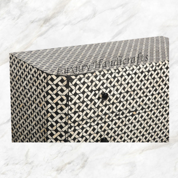 Black Bone Inlaid 3 Drawer Chest Manhattan