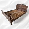 Bone Inlaid Teakwood Bed Mehraab Walnut Finish