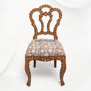 Bone Inlaid Teakwood Flower Chair Brown