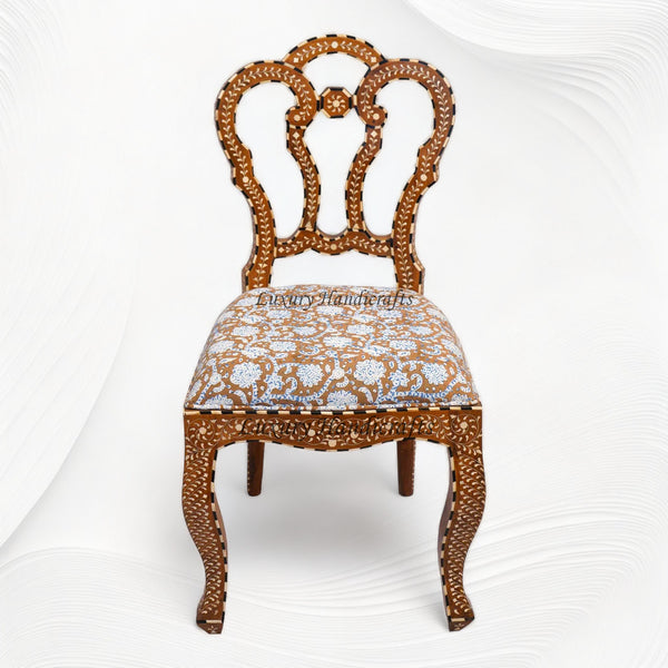 Bone Inlaid Teakwood Flower Chair Brown