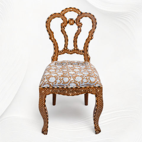 Bone Inlaid Teakwood Flower Chair Brown 1