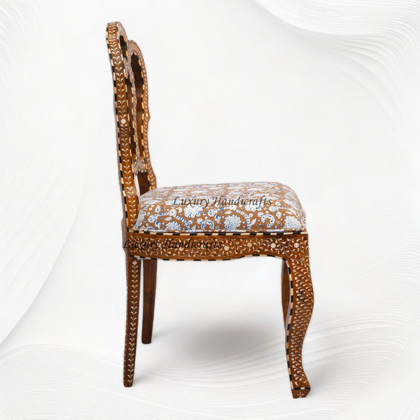 Bone Inlaid Teakwood Flower Chair Brown