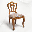 Bone Inlaid Teakwood Flower Chair Brown 3