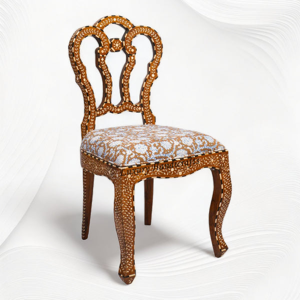 Bone Inlaid Teakwood Flower Chair Brown
