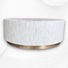 Bone Inlay Illusion Stripe Center Table White Brass 1