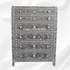 Bone Inlay 6 Drawer Chest Floral Design Black 1
