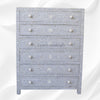 Bone Inlay 6 Drawer Chest Floral Design Dove Grey 1