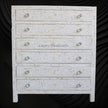 Bone Inlay 6 Drawer Chest Floral Design White 1