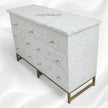 Bone Inlay Floral Chest of 7 Drawers Iron White 3
