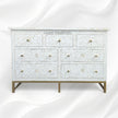 Bone Inlay Floral Chest of 7 Drawers Iron White 5